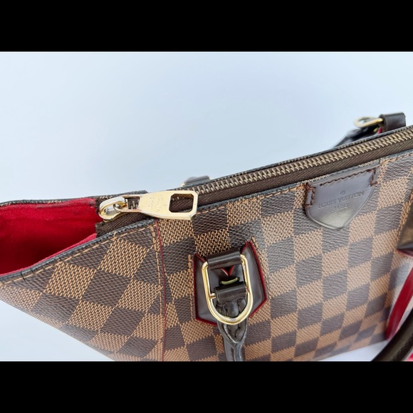 Louis Vuitton Kaisa Tote Satchel PM N51554 Damier Ebene Cerise Red Brown - Picture 4 of 13